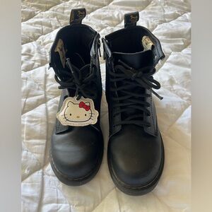 Dr. Martens Black Kids Shoes with Hello Kitty Charm